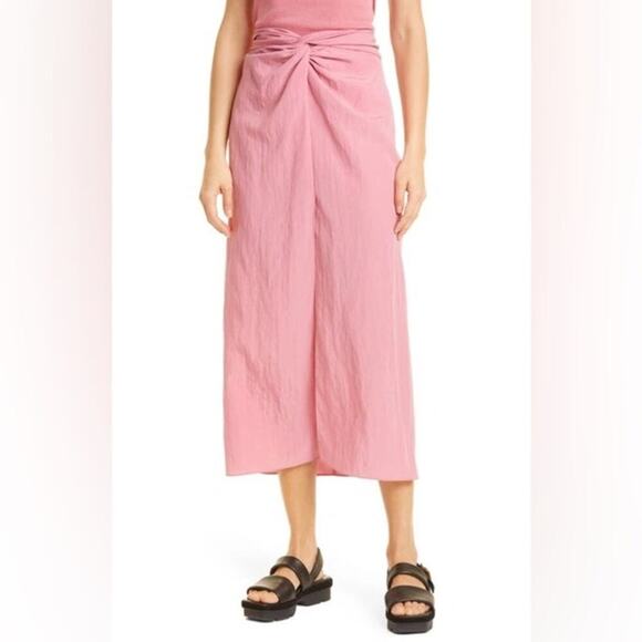 VINCE Draped Knot Midi Skirt In Pink Size Large